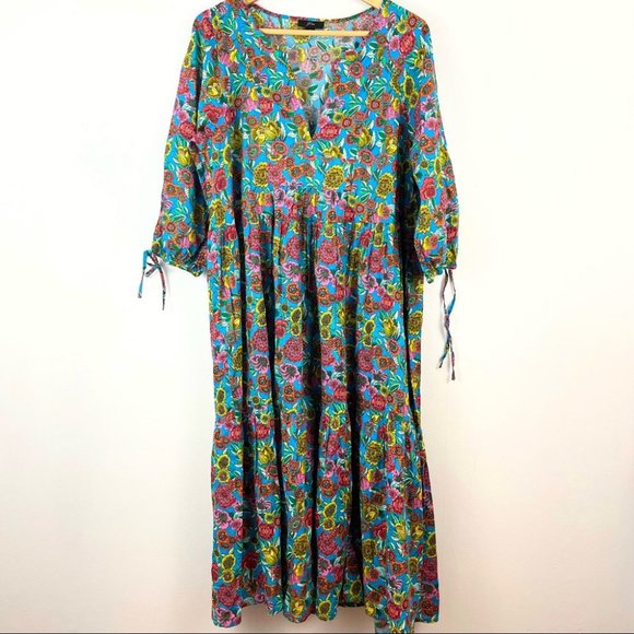 J.Crew Blue Multicolor Floral Tiered Maxi Dress Size Small - Picture 5 of 14